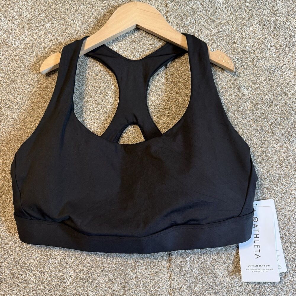 NWT Athleta Ultimate Sports Bra Black 1X D-DD+ SuperSonic Racerback 531117